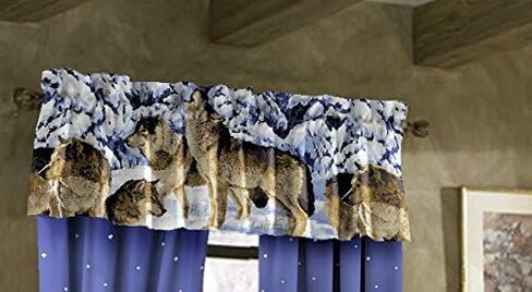AR09239V Midnight Wolves Valance, Blue in Saudi Arabia