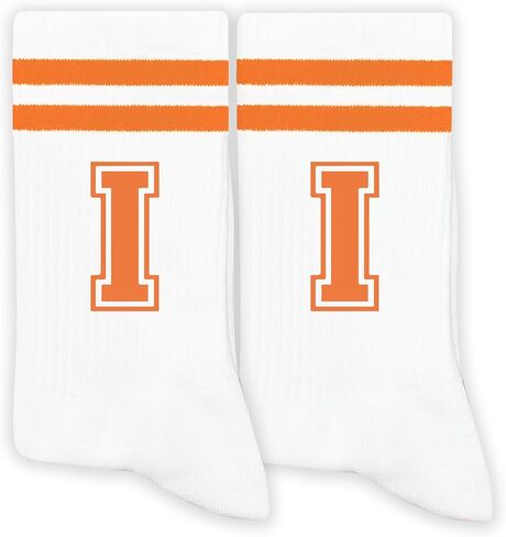 Orange Initial Stripes Socks with Letter,Gifts for Birthday,Christmas,Back-to-school Season,etc. in Saudi Arabia