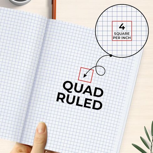 Rosmonde Graph Paper Composition Notebook, 5 Pack, 200 Pages (100 Sheets), Quad Ruled Composition Notebook, Graph Notebooks, 4x4 Grid Composition Notebook, Black Marble, Sewn Hard Cover, 9-3/4 x 7-1/2 in Saudi Arabia