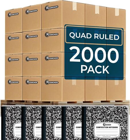 Rosmonde Graph Paper Composition Notebook, 5 Pack, 200 Pages (100 Sheets), Quad Ruled Composition Notebook, Graph Notebooks, 4x4 Grid Composition Notebook, Black Marble, Sewn Hard Cover, 9-3/4 x 7-1/2 in Saudi Arabia