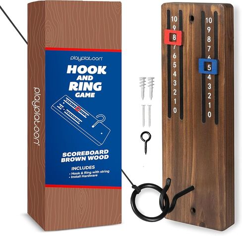 Play Platoon Hook and Ring Toss Game - Ring Toss Bar Game for Adults, Wood Toss Ring Game for Adults - Perfect for Home, Basements, Bars, Gifts for Men in Kuwait