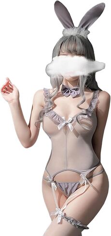 Sexy Bunny Lingerie for Women - Anime Cosplay Maid See Through Mesh Bodysuit Costume Outfit in Saudi Arabia