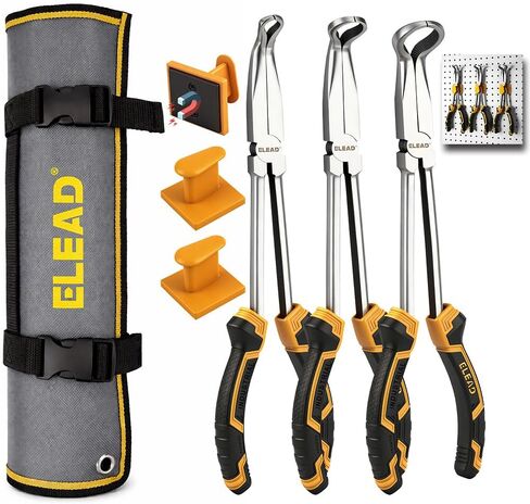3-Piece 11" Hose Gripper Plier Set, Long Reach Hose Gripping Pliers, 5/16-Inch, 1/2-Inch, 3/4-Inch Diameter, Spark Plug Boot Removal Pliers, Serrated Jaws for Hard to Reach Tight Spaces in Saudi Arabia