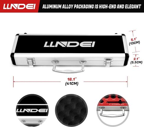 LLNDEI 3/8" Nano Sockets, Drive Stubby Impact Socket Set, 19-Piece Long Flex Head Ratcheting Wrench Set Extension Bar(6"-15"), 6-19mm Metric Stubby Socket Set, Cr-Mo material in Kuwait