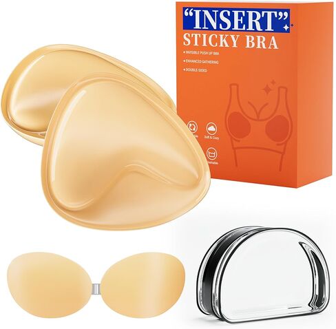 حمالة صدر لاصقة مزدوجة الجوانب، حمالة صدر بدون حمالات للنساء مع زوج من حمالة الصدر اللاصقة من السيليكون in Kuwait