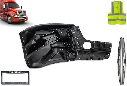 KOZAK Inner Reinforcement Bumper Corner (Passenger Right Side) Compatible with International LT625 PLUS Logo, 2x 22" Windshield wipers, Frame License Plate and Kozak Reflective Vest in Kuwait
