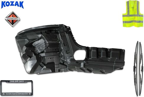 KOZAK Inner Reinforcement Bumper Corner (Passenger Right Side) Compatible with International LT625 PLUS Logo, 2x 22" Windshield wipers, Frame License Plate and Kozak Reflective Vest in Kuwait