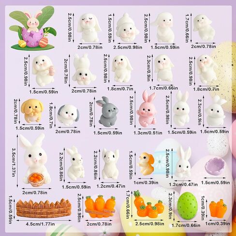 40Pcs Easter Mini Bunny Figurines,Miniature Resin Rabbits,Small Animals Sculptures for Fairy Garden,Home Decor,DIY Plant Pot in Saudi Arabia