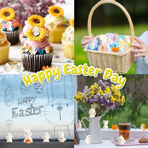 40Pcs Easter Mini Bunny Figurines,Miniature Resin Rabbits,Small Animals Sculptures for Fairy Garden,Home Decor,DIY Plant Pot in Saudi Arabia