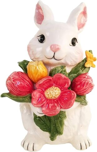 Blue Sky Ceramics Blossom Valley Floral Bunny Figurine, Multi in Saudi Arabia