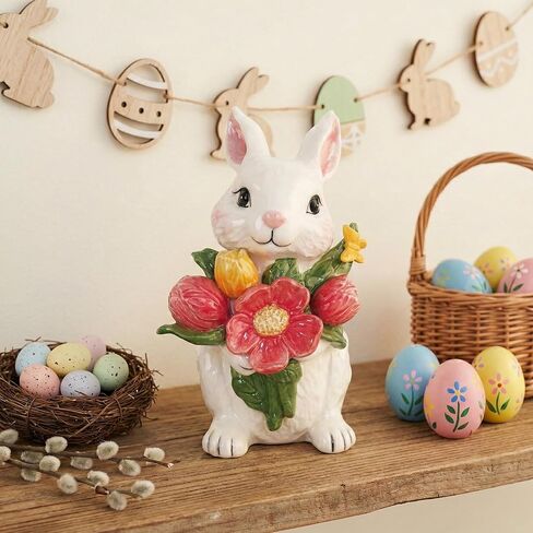 Blue Sky Ceramics Blossom Valley Floral Bunny Figurine, Multi in Saudi Arabia
