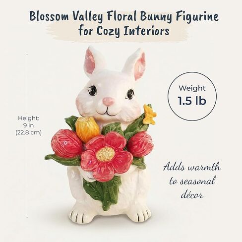Blue Sky Ceramics Blossom Valley Floral Bunny Figurine, Multi in Saudi Arabia
