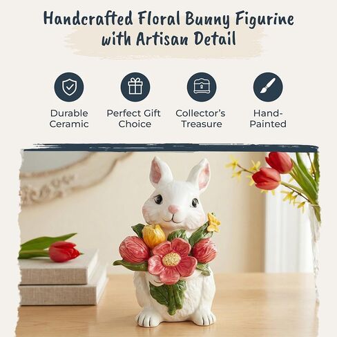 Blue Sky Ceramics Blossom Valley Floral Bunny Figurine, Multi in Saudi Arabia