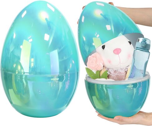Blue 12 Inch Jumbo Metallic Easter Eggs Iridescent Extra Large Empty Oversize Fillable Plastic Eggs Adult Party Toys for Gift Baskets Surprise Giant Egg Easter Egg Hunt Spring Decor in Kuwait