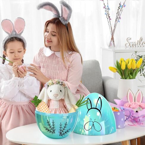 Blue 12 Inch Jumbo Metallic Easter Eggs Iridescent Extra Large Empty Oversize Fillable Plastic Eggs Adult Party Toys for Gift Baskets Surprise Giant Egg Easter Egg Hunt Spring Decor in Kuwait