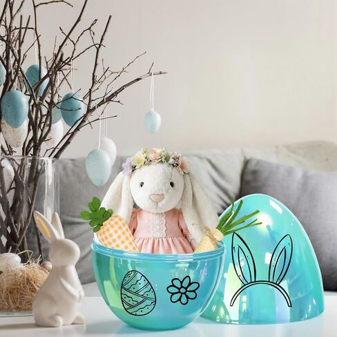 Blue 12 Inch Jumbo Metallic Easter Eggs Iridescent Extra Large Empty Oversize Fillable Plastic Eggs Adult Party Toys for Gift Baskets Surprise Giant Egg Easter Egg Hunt Spring Decor in Kuwait