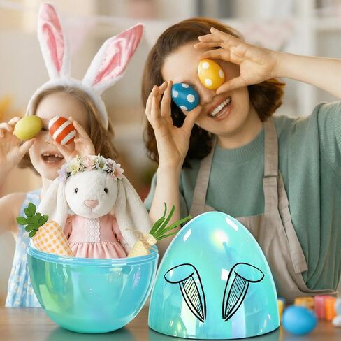 Blue 12 Inch Jumbo Metallic Easter Eggs Iridescent Extra Large Empty Oversize Fillable Plastic Eggs Adult Party Toys for Gift Baskets Surprise Giant Egg Easter Egg Hunt Spring Decor in Kuwait