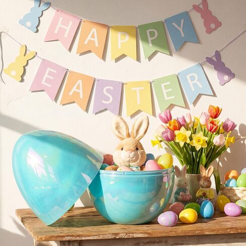 Blue 12 Inch Jumbo Metallic Easter Eggs Iridescent Extra Large Empty Oversize Fillable Plastic Eggs Adult Party Toys for Gift Baskets Surprise Giant Egg Easter Egg Hunt Spring Decor in Kuwait