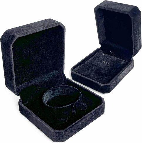 صندوق هدايا مجوهرات مخملي لسوار الإسورة وقلادة قلادة، حقيبة تخزين لعرض صندوق السفر المخملي (صندوق القلادة 6 قطع - أسود) in Kuwait