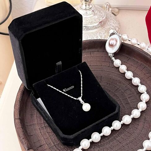 Velvet Jewelry Gift Box for Bracelet Bangle and Pendant Necklace, Velvet Jewel Travel Box Display Storage Case (Necklace Box 6pcs - Black) in Saudi Arabia