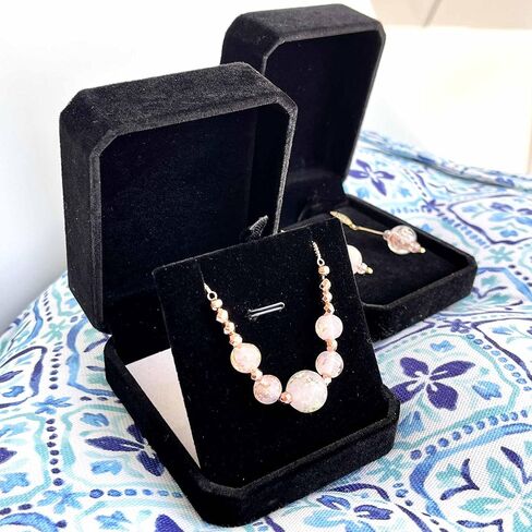 Velvet Jewelry Gift Box for Bracelet Bangle and Pendant Necklace, Velvet Jewel Travel Box Display Storage Case (Necklace Box 6pcs - Black) in Saudi Arabia