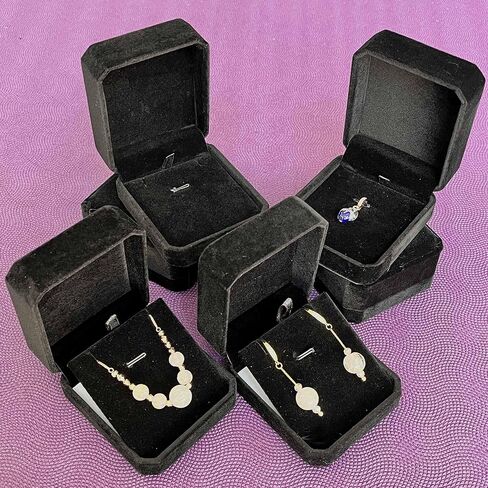 Velvet Jewelry Gift Box for Bracelet Bangle and Pendant Necklace, Velvet Jewel Travel Box Display Storage Case (Necklace Box 6pcs - Black) in Saudi Arabia
