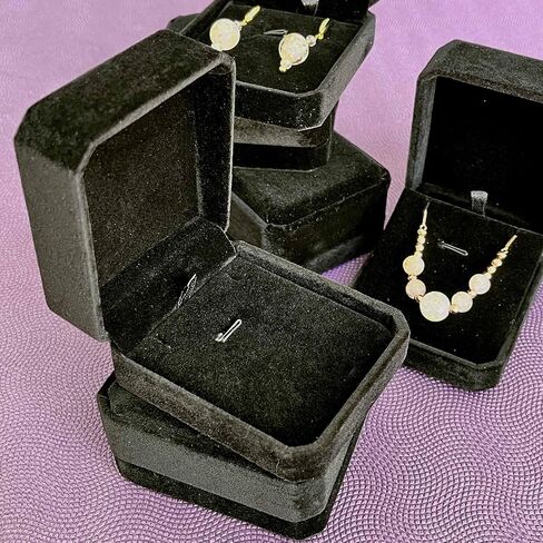 Velvet Jewelry Gift Box for Bracelet Bangle and Pendant Necklace, Velvet Jewel Travel Box Display Storage Case (Necklace Box 6pcs - Black) in Saudi Arabia