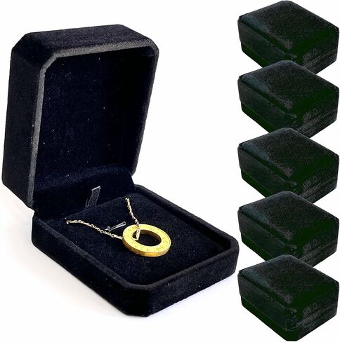 Velvet Jewelry Gift Box for Bracelet Bangle and Pendant Necklace, Velvet Jewel Travel Box Display Storage Case (Necklace Box 6pcs - Black) in Saudi Arabia