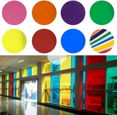 ECYC Ltd، أوراق تظليل النوافذ الملونة من الفينيل، غشاء نافذة مزخرف شفاف، غشاء نافذة لاصق ثابت، ملصق نافذة من الزجاج الملون، غشاء ملون للمنزل والمكتب، 15.7 × 47.2 بوصة in Kuwait