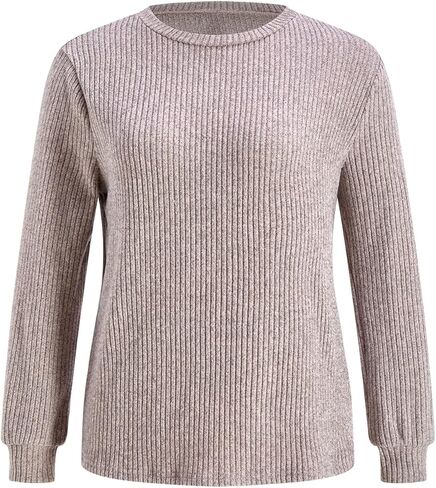 Women's Crew Neck Long Sleeve T Shirts Dressy Casual Loose Ribbed Knit Work Tops in Saudi Arabia