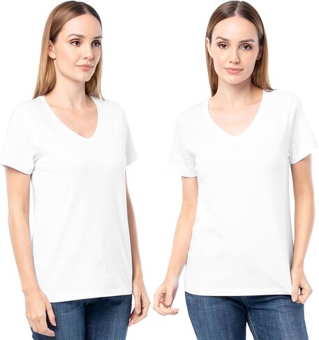 Fruit of The Loom Women's Short Sleeve V-Neck T-Shirt, 2 Pack in Saudi Arabia