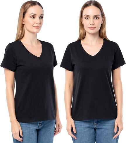 Fruit of The Loom Women's Short Sleeve V-Neck T-Shirt, 2 Pack in Saudi Arabia
