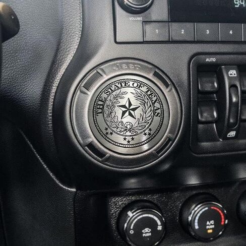 American Car Craft Dial Shifter Trim Plates Etched Brushed Stainless - Fits Chrysler 300/200/Pacifica & Voyager, Dodge Ram 1500, Rebel & RAM 2500, Dodge Durango | Etched Texas Star in Kuwait