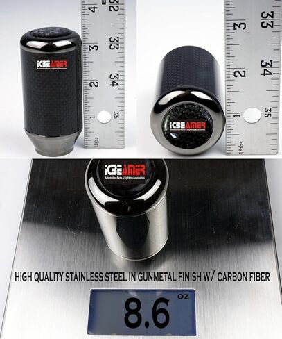 ICBEAMER الألومنيوم الفضي مع ألياف الكربون 3.25 بوصة مقبض ناقل الحركة، طويل القامة أوتوماتيكي و4 و5 و6 سرعات ناقل الحركة اليدوي، مقبض ناقل الحركة الداخلي للسيارة، قطعة غيار للسيارات in Kuwait