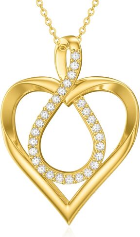 14K الذهب الصلب القلب / قلوب مزدوجة / كريستال / عقدة سلتيك / Y الوهق / الماس قلادة القلب لذيذ للنساء عاشقها أمي الذكرى السنوية عيد الميلاد هدايا عيد الميلاد in Kuwait