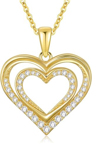 14K الذهب الصلب القلب / قلوب مزدوجة / كريستال / عقدة سلتيك / Y الوهق / الماس قلادة القلب لذيذ للنساء عاشقها أمي الذكرى السنوية عيد الميلاد هدايا عيد الميلاد in Kuwait