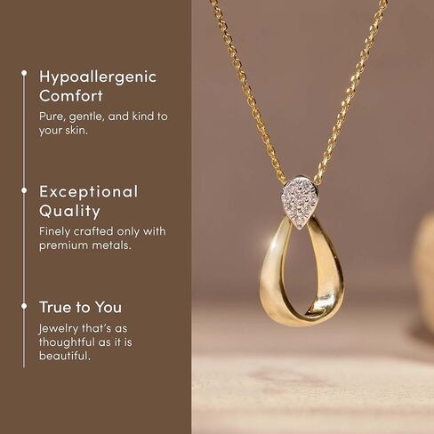 HYOU Gilt 1/8 Carat Lab Grown Diamond Necklace for Women, 925 Sterling Silver Necklace with 14K Gold Vermeil, Hypoallergenic 925 Sterling Silver Jewelry for Christmas, Anniversary & Birthday Gift in Kuwait