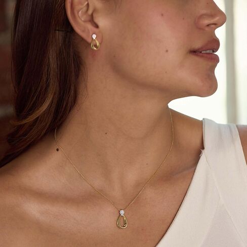 HYOU Gilt 1/8 Carat Lab Grown Diamond Necklace for Women, 925 Sterling Silver Necklace with 14K Gold Vermeil, Hypoallergenic 925 Sterling Silver Jewelry for Christmas, Anniversary & Birthday Gift in Kuwait