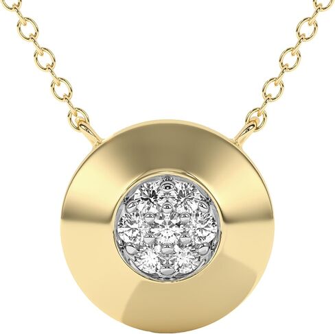 Disc Cluster 1/20 Carat Lab Grown Diamond Necklace for Women, 925 Sterling Silver Necklace with 14K Gold Vermeil, Hypoallergenic 925 Sterling Silver Jewelry for Christmas, Anniversary & Birthday Gift in Kuwait