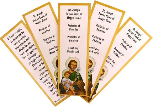 St Joseph Bookmark Prayer Card Patron Saint Book Page Marker Bulk Pack Made in The USA, Set of 5 in Saudi Arabia