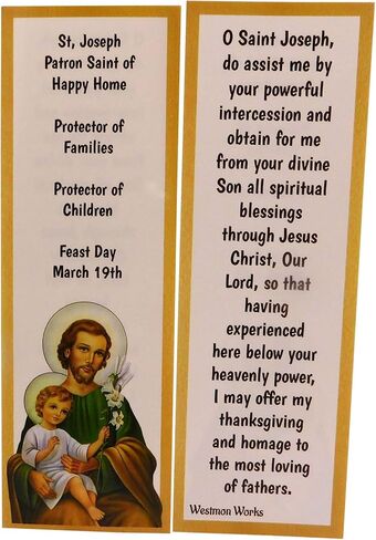 St Joseph Bookmark Prayer Card Patron Saint Book Page Marker Bulk Pack Made in The USA, Set of 5 in Saudi Arabia