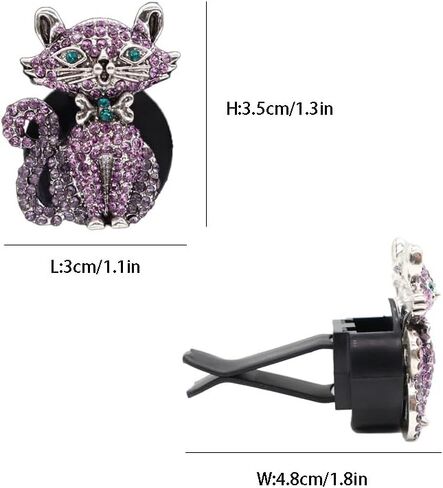 Cat Car Decor,2pcs Bling Car Air Freshener Vent Clips,Purple Princess Kitty Girly Dashboard Decorations for Women,Refillable Clips On Diffuser in Saudi Arabia