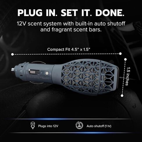 حزمة معطر هواء السيارة Power Fresh 12 فولت من Drive Time - موزع روائح + 6 ألواح رائحة تدوم طويلاً (تصل إلى 30 يومًا لكل منها) - معطر سيارات قابل لإعادة التعبئة من أجل تصميم داخلي نظيف ومنعش للسيارة - فضي in Kuwait