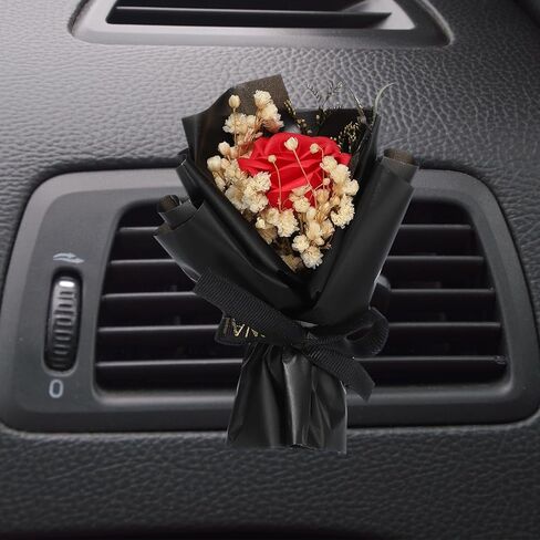uxcell Red Small Bouquet Car Air Freshener Vent Clips, Mini Decorative Rose Bouquet with Fragrance Diffuser for Women, Automotive Air Freshener Decoration, Style 4 in Saudi Arabia