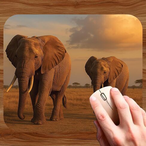 Elephant Wild Animal Wildlife Theme Mouse Pad Mat Mousepad for Desk Computer Laptop PC Gaming Home or Office Gift (MP130) in Kuwait