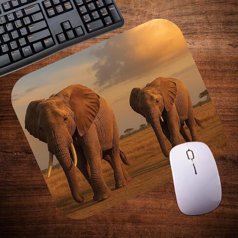 Elephant Wild Animal Wildlife Theme Mouse Pad Mat Mousepad for Desk Computer Laptop PC Gaming Home or Office Gift (MP130) in Kuwait