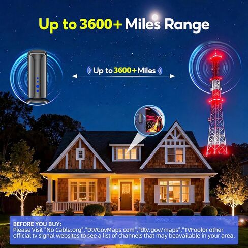 هوائي تلفزيون 4K HDR - مدى طويل يزيد عن 1000 ميل، استخدام داخلي وخارجي، قنوات HD مجانية، معزز إشارة لـ ABC، CBS، NBC والمزيد in Kuwait