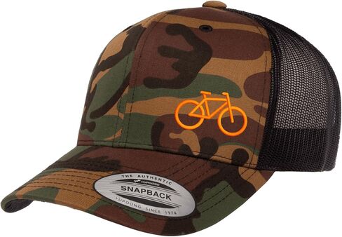 Embroidered Bicycle Silhouette Trucker Hat – Adjustable Snapback Mesh Baseball Cap for Men & Women in Kuwait