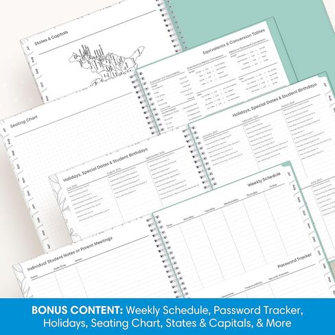 Blue Sky 2026-2027 Weekly and Monthly Academic Year Teacher Lesson Planner Calendar, July 2026 - June 2027, 8.5" x 11", Flexible Cover, Wirebound, Laminated Tabs, Storage Pocket, Prairie Aqua in Saudi Arabia
