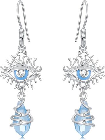 Multi-Colored Gemstone Dangle Earrings 925 Sterling Silver Luxury Statement Earrings for Women in Kuwait